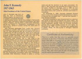 Amerikai Egyesült Államok 1984. 1/2$ Au "Kennedy" mini arany díszlapon (10mm/0.585/0,1g) T...