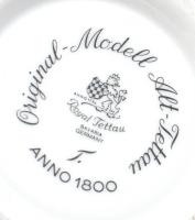 Royal Tettau német porcelán kupa, ón rátéttel, matricás, jelzett, kopott, m: 15 cm