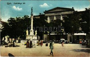 1918 Győr, Széchenyi tér, Győri Lloyd, piac, Mária oszlop