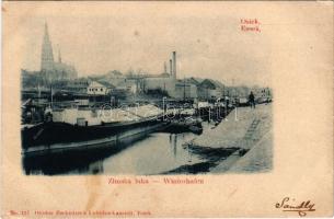 1899 (Vorläufer) Eszék, Essegg, Osijek; Zimska luka / Winterhafen / winter port / téli kikötő. Ottokar Rechnitzer No. 137. (fl)