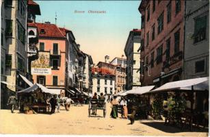 1908 Bolzano, Bozen (Südtirol); Obstmarkt, Weinstube / fruti market, wine hall