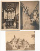 Alsómiholjác, Dolnji Mihojlac; Majláth-kastély, belsők - 3 db régi képeslap / castle and interiors - 3 pre-1945 postcards