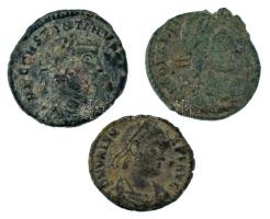 Római Birodalom 3db-os kisbronz tétel, benne Constantius (2x) + Valens (4,41g+3,3g+1,87g) T:XF-VF patina Roman Empire 3pcs small bronze lot, in it Constantius (2x) + Valens (4,41g+3,3g+1,87g) C:XF-VF patina