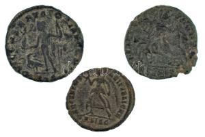Római Birodalom 3db-os kisbronz tétel, benne Constantius (2x) + Valens (4,41g+3,3g+1,87g) T:XF-VF pa...
