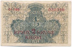 Jugoszlávia / Szerb-Horvát-Szlovén Királyság 1919. 1/2D piros "2 KRUNE" felülbélyegzéssel ...