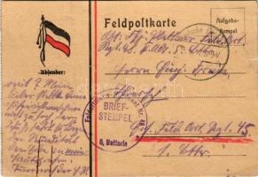 1917 Feldpostkarte / WWI German military field postcard with flag (EB)