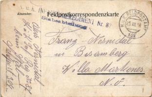 1918 M.S. Gabriele 87. 1916-1917 / WWI Austro-Hungarian K.u.K. military field postcard + "K.u.K...