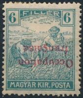 Arad 1919 Arató 6f fordított felülnyomással, Bodor vizsgálójellel (10.000) (rozsda / stain)