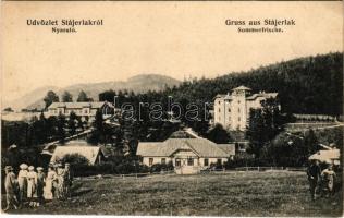 1907 Stájerlak, Steierlak, Stájerlakanina, Steierdorf, Anina; nyaraló. Hollschütz F. kiadása / Sommerfrische / villas (EK)