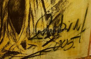 Rubint Ávrahám Péter (1958-): Álló női akt, 2005. Vegyes technika, nyomat, karton, jelzett, 110×85 c...