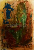 Rubint Ávrahám Péter (1958-): Ülő női akt, 2005. Vegyes technika, nyomat, karton, jelzett, 124×85 cm. KIZÁRÓLAG SZEMÉLYES ÁTVÉTEL, NEM POSTÁZZUK / ONLY PERSONAL COLLECTION IN OUR OFFICE!