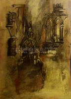 Rubint Ávrahám Péter (1958-): Városrészlet, 2004. Vegyes technika, nyomat, karton, jelzett, 118×85 cm. KIZÁRÓLAG SZEMÉLYES ÁTVÉTEL, NEM POSTÁZZUK / ONLY PERSONAL COLLECTION IN OUR OFFICE!