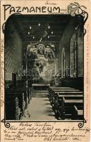 1901 Wien, Vienna, Bécs; Pazmaneum. Waisenhausgasse 14. / boarding school, chapel interior. Fot. Ch. Scolik K.u.K. Hof- u. Kammer-Photograph Art Nouveau, floral (EK)