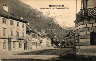 1905 Herkulesfürdő, Baile Herculane; Herkules tér, Jäger Emil kiadása / square, shop (EK)