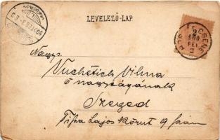 1900 Csene, Tschene, Cenej, Cenei (Banat); falu végén télen. Kézzel festett művészlap / winter. Hand...