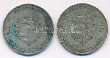 1947. 5Ft Ag "Kossuth" (2x) T:F patina Adamo F8.1
