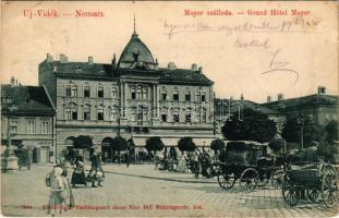 1899 (Vorläufer) Újvidék, Novi Sad; Mayer Imre szálloda, piac, sörcsarnok, üzletek. Nachbargauer János kiadása / hotel, market, beer hall, shops (EK)