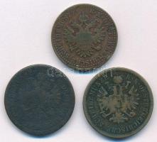 Vegyes: 1851G 2kr Cu + 1860B 4kr + Ausztria 1861A 4kr Cu T:F