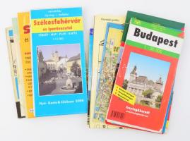 17 db magyar település térkép: Budapest, Debrecen, Keszthely belvárosa, Pécs, Szolnok, Ürömi tanösvény, stb.