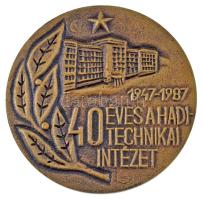 1987. "40 éves a Haditechnikai Intézet" kétoldalas, öntött bronz plakett (80mm) T:AU