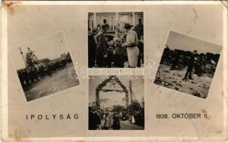 1938 Ipolyság, Sahy; bevonulás &quot;A Felvidék felszabadulásának első örömünnepe&quot; / entry of the Hungarian troops (fl)