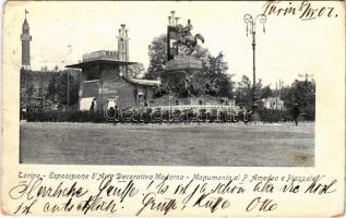 1902 Torino, Turin; Esposizione d&#039;Arte Decorativa Moderna, Monumento al P. Amedeo e Piazzale (Rb)