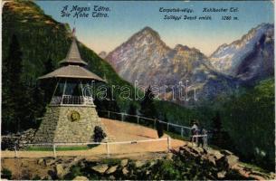 Tátra, Magas-Tátra, Vysoké Tatry; Tarpatak-völgy, Szilágyi Dezső emlék / Kohlbacher Tal / memorial lookout tower