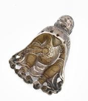 Antik ezüst (Ag) kínai ünnepi fiúsapka [Tiger hat] dísz. cca 19. sz. vége, jelzés nélkül, Shou Lao f...