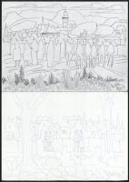 Durkó Gábor (1916-2003), össz. 10 db mű: Női aktok, városképek stb. Klf. technikák (monotípia, ceruz...