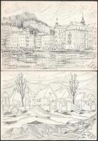 Durkó Gábor (1916-2003), össz. 10 db mű: Női aktok, városképek stb. Klf. technikák (monotípia, ceruz...