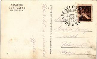 Budapest XIV. Budapesti Őszi Vásár 1947, rendezi az Árumintavásári és Kiállítási Központ + So. Stpl....