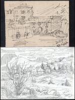 Durkó Gábor (1916-2003), össz. 11 db mű: Városképek és utcarészletek (Jeruzsálem, Jaffa, Hollóháza, ...