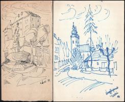 Durkó Gábor (1916-2003), össz. 11 db mű: Városképek és utcarészletek (Jeruzsálem, Jaffa, Hollóháza, ...