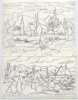 Durkó Gábor (1916-2003), össz. 11 db mű: Városképek és utcarészletek (Jeruzsálem, Jaffa, Hollóháza, ...