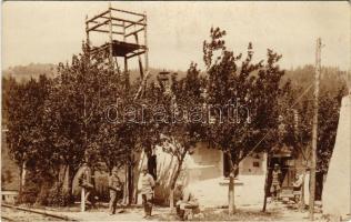 Első világháborús osztrák-magyar katonai tábor, telefon központ kívülről / WWI K.u.k. military camp, telephone center. photo (fl)