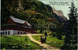 Tátra, Magas-Tátra, Vysoké Tatry; Tarpataki-völgy, Zerge szálló, Reiner emlék / Hotel Gemse in Studená dolina