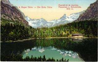 Tátra, Magas-Tátra, Vysoké Tatry; Poprádi tó és menház / Popradske pleso / lake and chalet