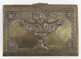cca 19. sz., Ortodox szentkenet feladó utazó készlet. Gravírozott feliratokkal, 9x6x3 cm
