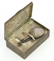 cca 19. sz., Ortodox szentkenet feladó utazó készlet. Gravírozott feliratokkal, 9x6x3 cm