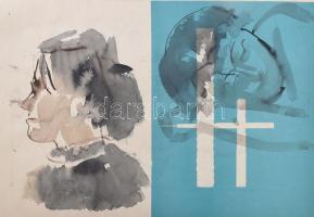 Durkó Gábor (1916-2003), össz. 7 db mű: Álló női akt, portrék, városképek és utcarészletek. Klf. tec...