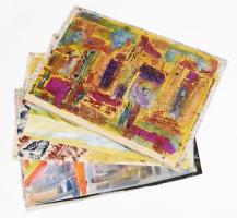 Durkó Gábor (1916-2003), össz. 13 db mű: Absztrakt kompozíciók, portrék, városképek és utcarészletek stb. Klf. technikák (monotípia, akvarell stb.), papír, 3 db jelzett, részben lapszéli sérülésekkel, klf. méretekben