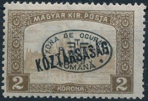 Debrecen I. 1919 Parlament/Köztársaság 2K fekete felülnyomással, Bodor vizsgálójellel (20.000)