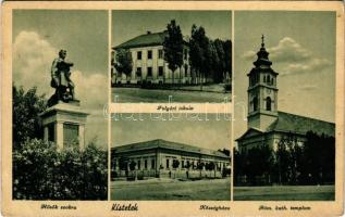 1931 Kistelek, Hősök szobra, Polgári iskola, Római katolikus templom, Községháza (EK)