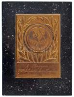 1946. "VAC (Vívó Atlétikai Club)" bronz plakett "A Magyar Athletikai Szövetségnek" gravírozással (57x81mm), márvány talapzaton (89x120x20mm) T:XF