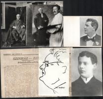 Bónis Lajos(1863-1935) színművész két fotós képeslap, halálozási értesítője, valamint feleségének ha...