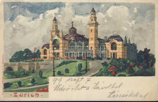 1899 Zürich Tonhalle concert hall litho s: K. Aussault (EK)