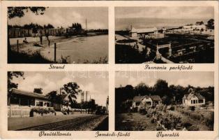 1930 Zamárdi, strand, vasútállomás, sínautóbusz, Pannonia parkfürdő, nyaralók (EK)