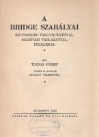 Tolnai József: 
A bridge szabályai. Betűrendes tárgymutatóval, számítási táblázattal, példákkal. El...
