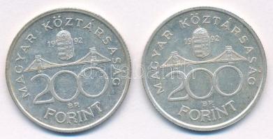 1992. 200Ft "MNB" Ag (2x) T:AU,XF Adamo F13