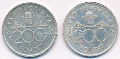 1992. 200Ft "MNB" Ag (2x) T:AU Adamo F13